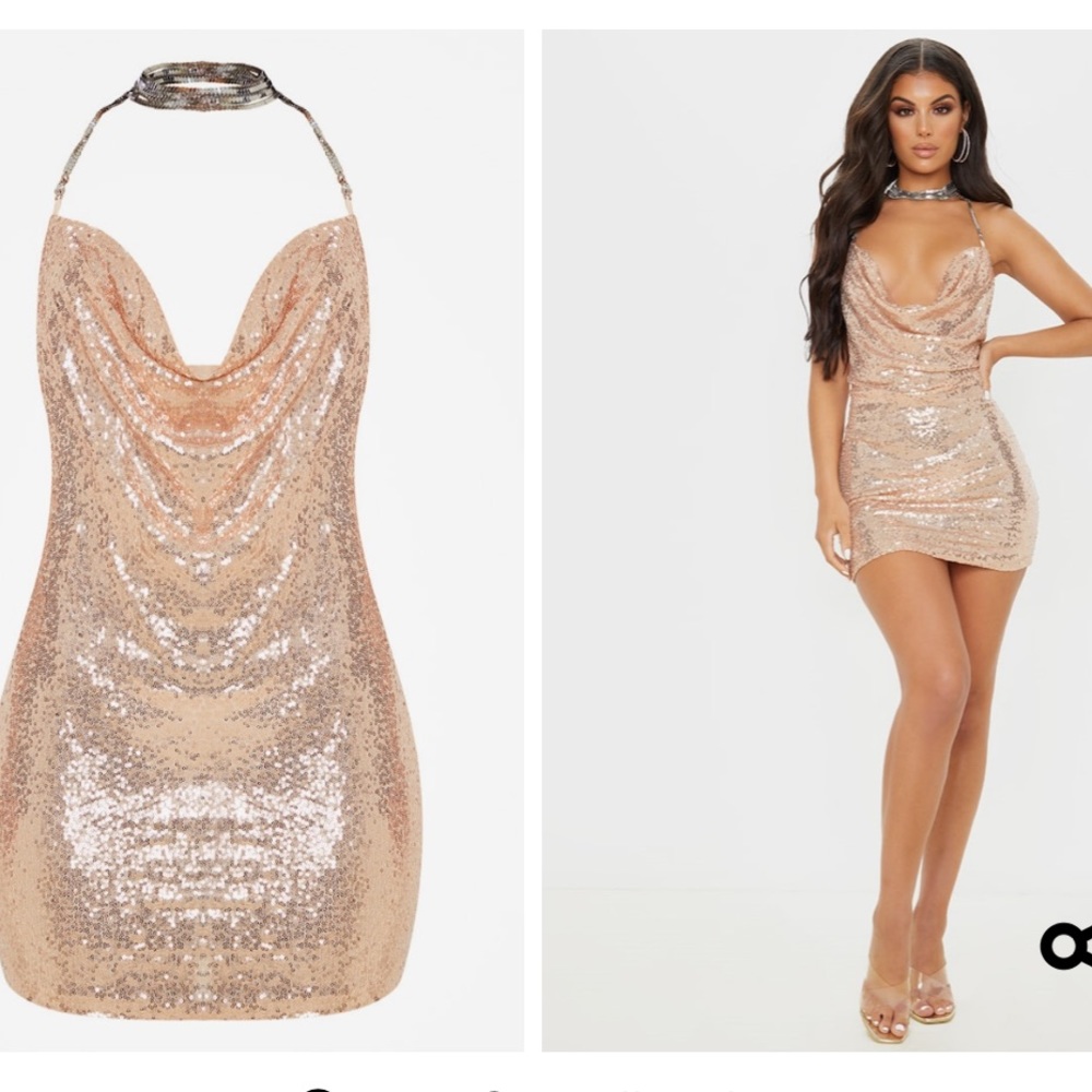PrettyLittleThing Chain Dress - Silver NWT